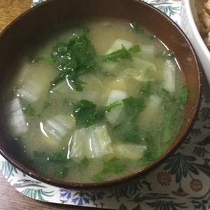 たっぷり野菜　春菊と白菜のお味噌汁